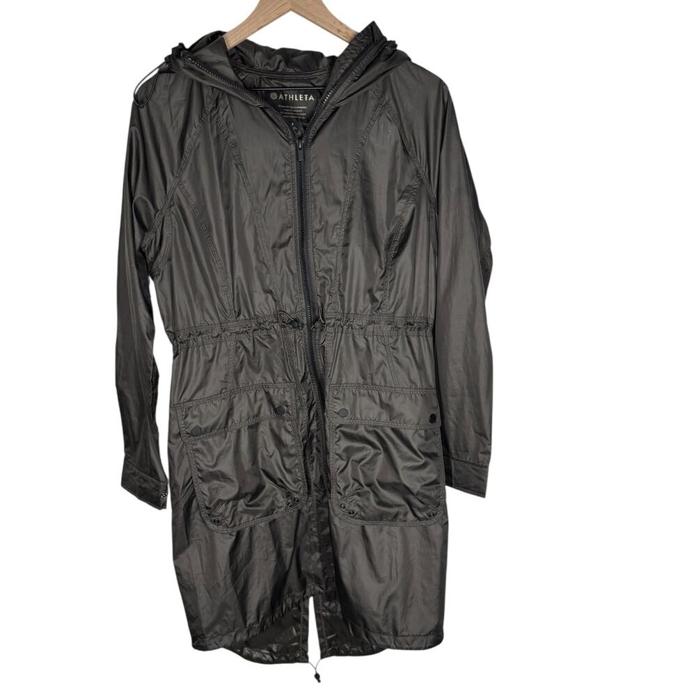 Athleta Black Hooded Utility Jacket Drawstring Waist S